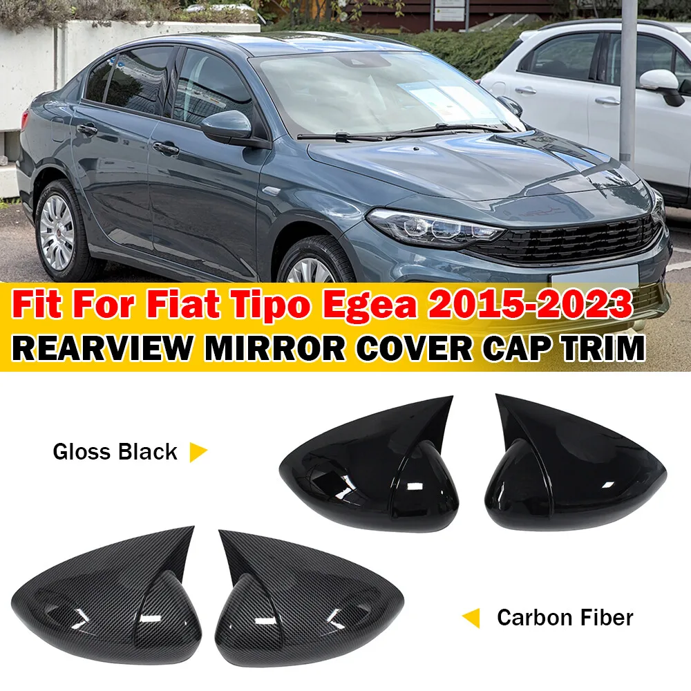 

For Fiat Tipo Egea 2015-2023 Car Sticker Rearview Side Mirror Cover Wing Cap Exterior Door Rear View Case Trim Carbon Fiber Look
