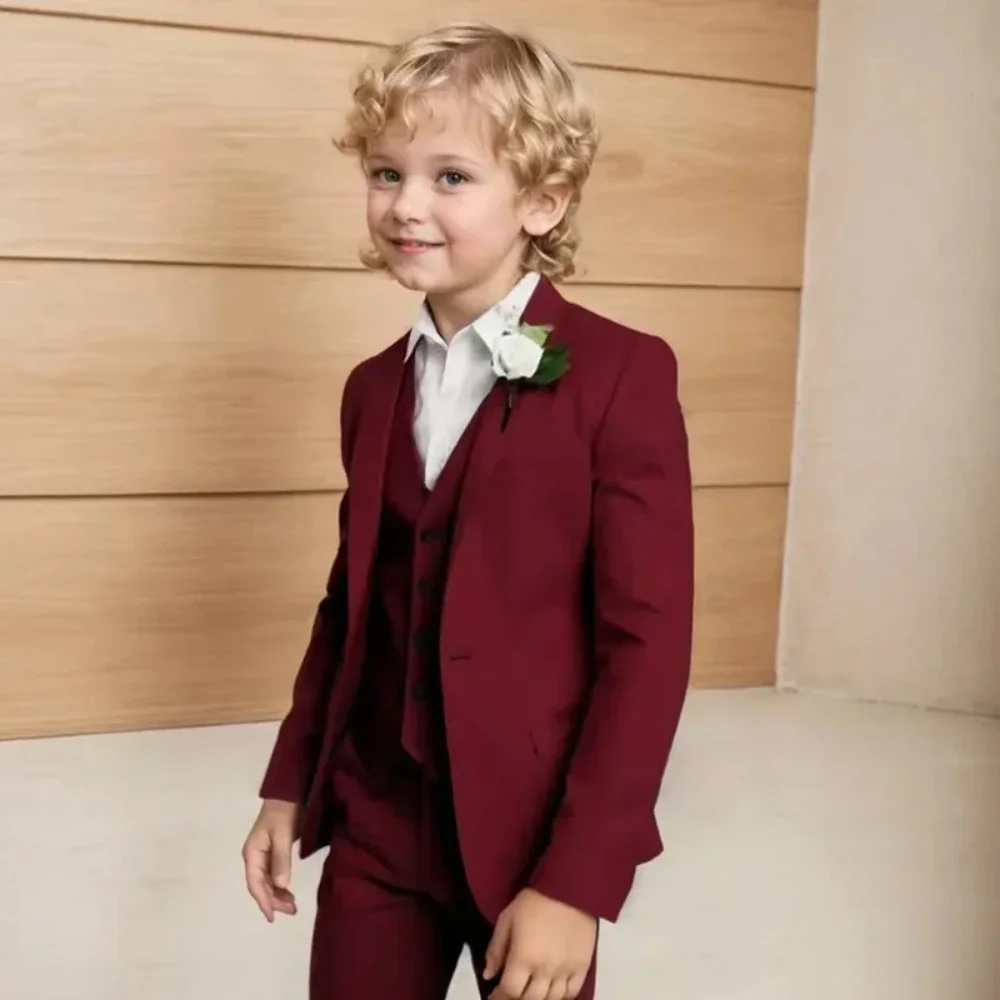 

Boys Suit 3pcs Slim Fit Jacket Vest Pant Set for Wedding Cocktail Prom Christmas Party Children's Formal Wear
