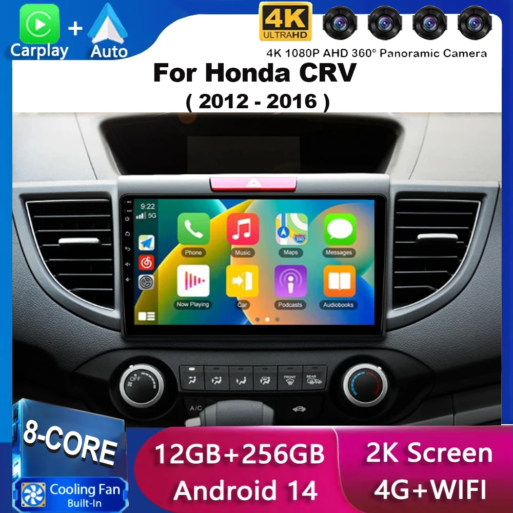 

Car Radio Android 14 Wireless Carplay Auto for Honda CRV CR-V 2012 2013 2014 2015 2016 Multimedia GPS Autoradio 4G WIFI DSP