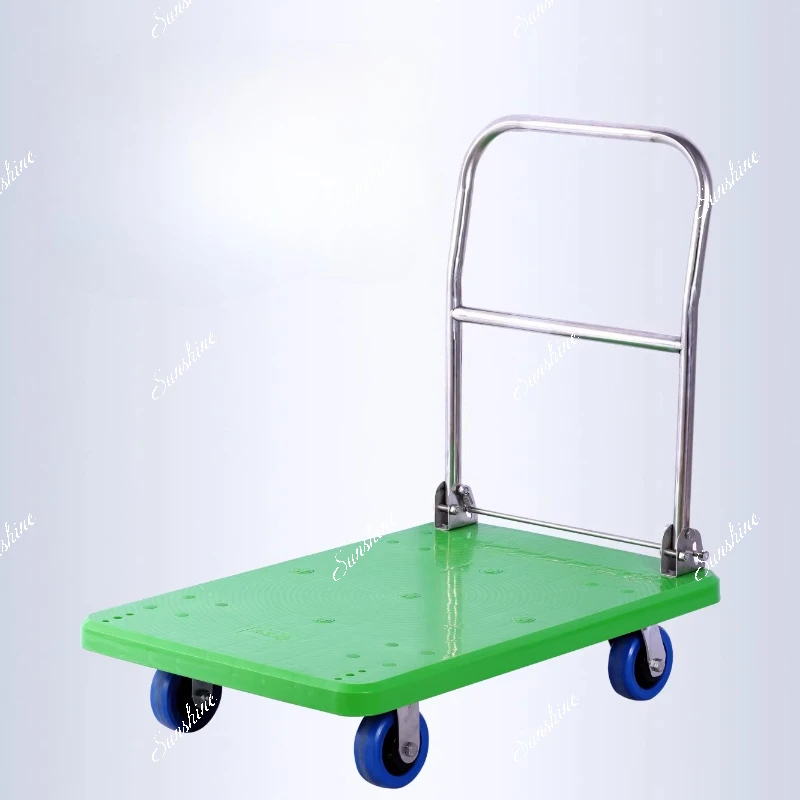 

Stainless steel plastic flatbed car silent folding pull aquatic seafood anti-corrosion four wheels easy to push