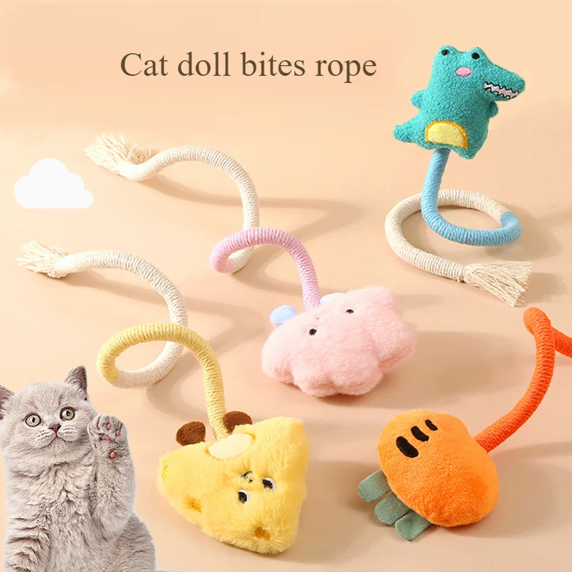 Pet Cat Toys Bite Rope Grind Teeth Clean Teeth Self Fun Soothing Cat Mint Teasing Stick