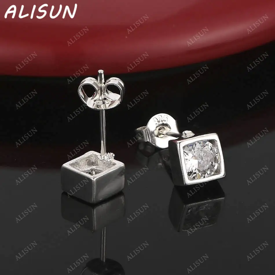 

ALISUN 925 Sterling Silver Zircon Block Earrings Stud Earrings For Women Charm Trend Birthday Gifts Fashion Party Fine Jewelry