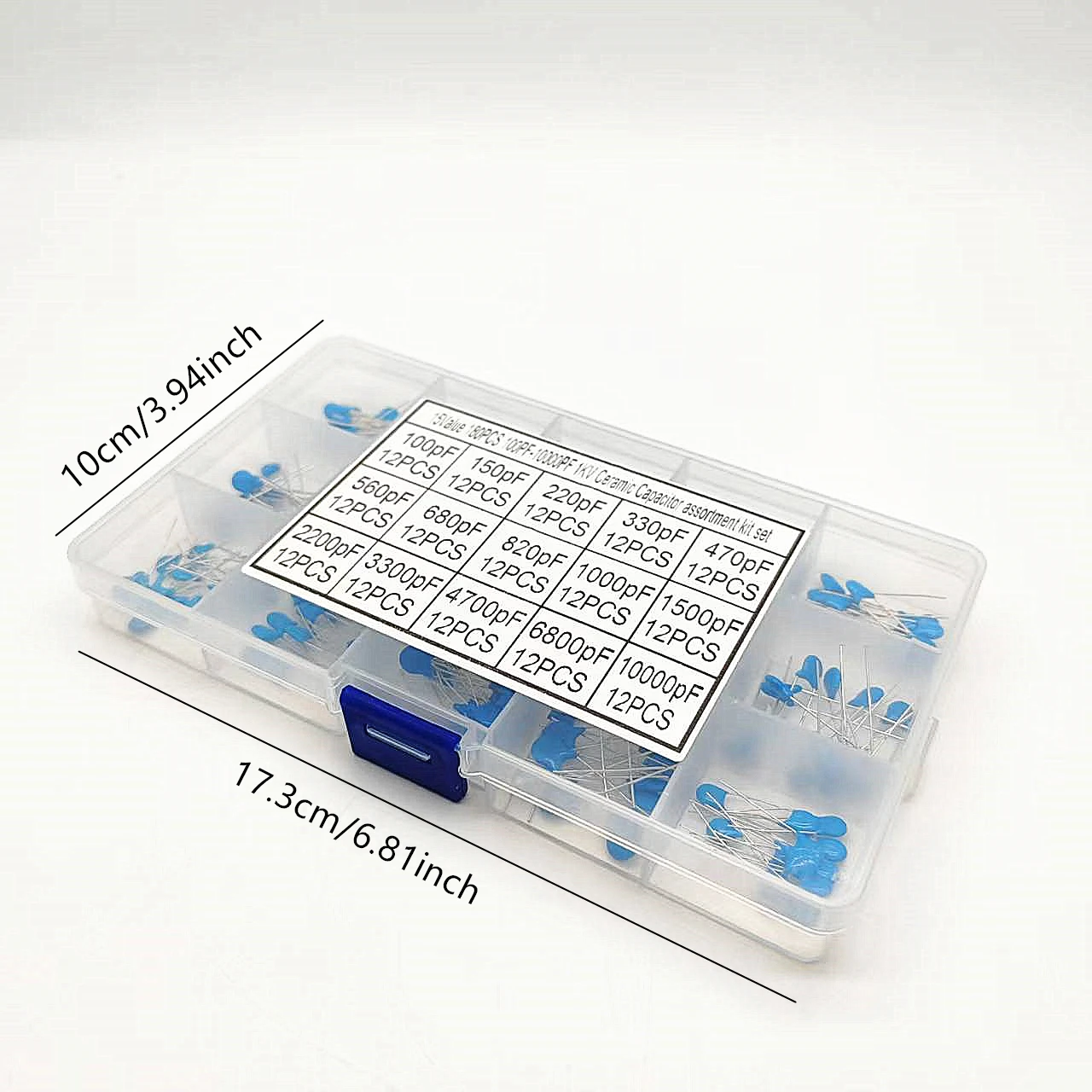180Pcs High Voltage Capacitors Kit 15 Values 100pF to 10000pF 1kV Assorted Capacitors with Storage Box for Electronics Projects