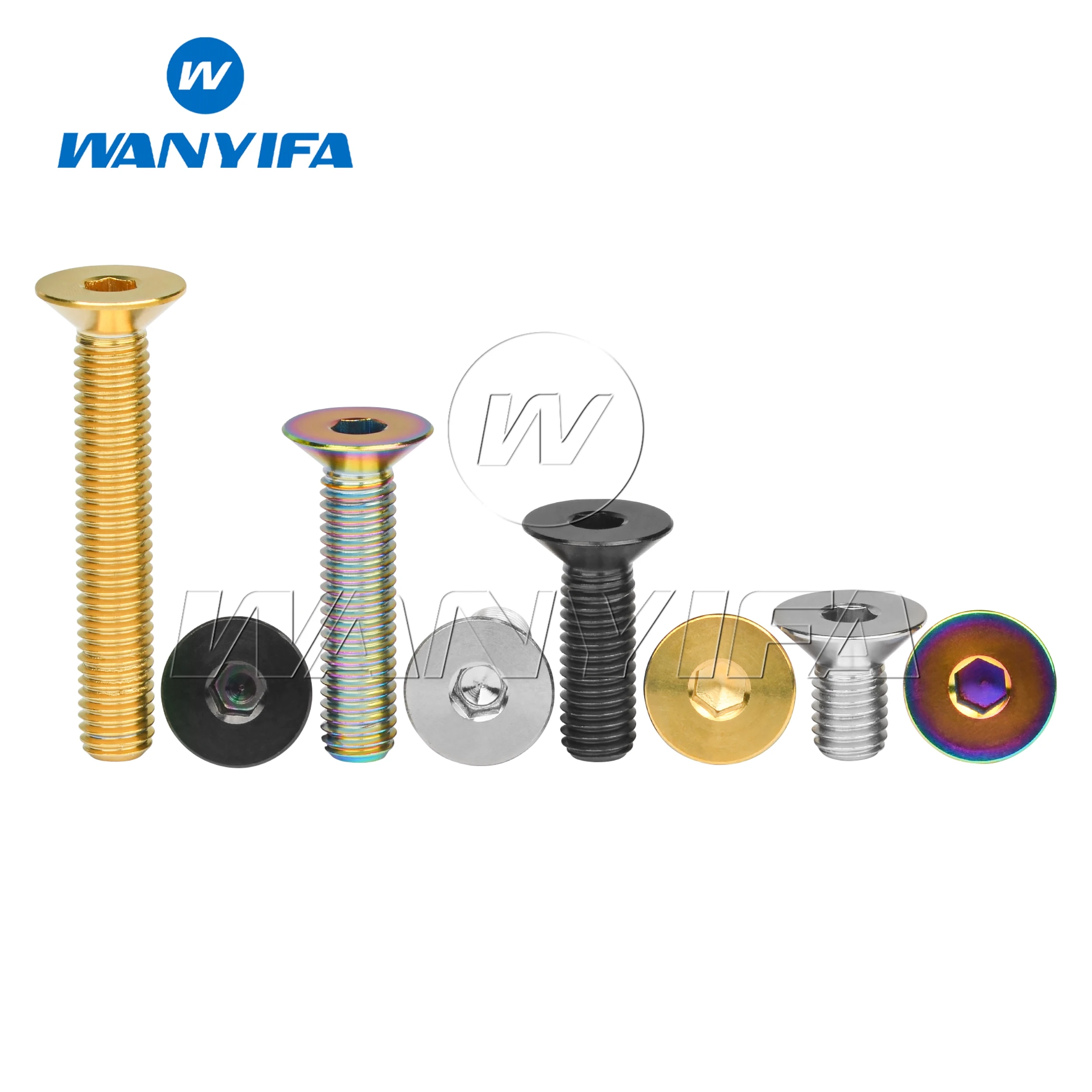 Wanyifa Titanium Ti M8x15 20 25 30 35 40 45 50 60 65mm Countersunk Head Bolt Screw for Bicycle Motorcycle