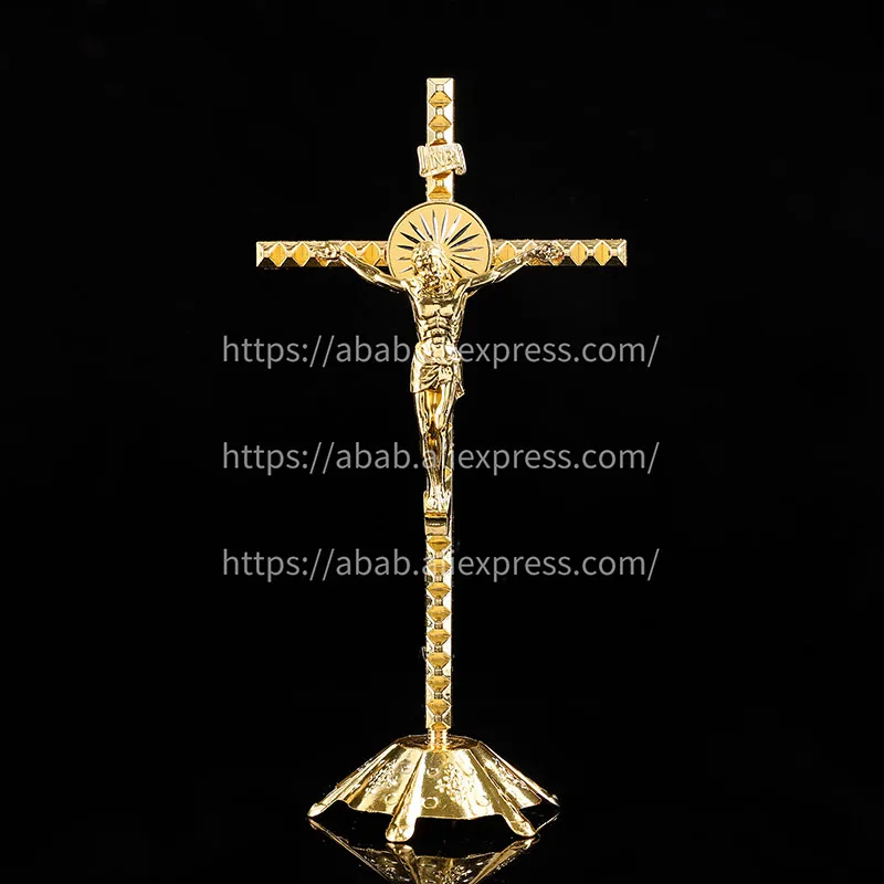 

Religious large gold Jesus cross ornaments, and the gold of Christ statue is also a cross decoration gift 110x200mm