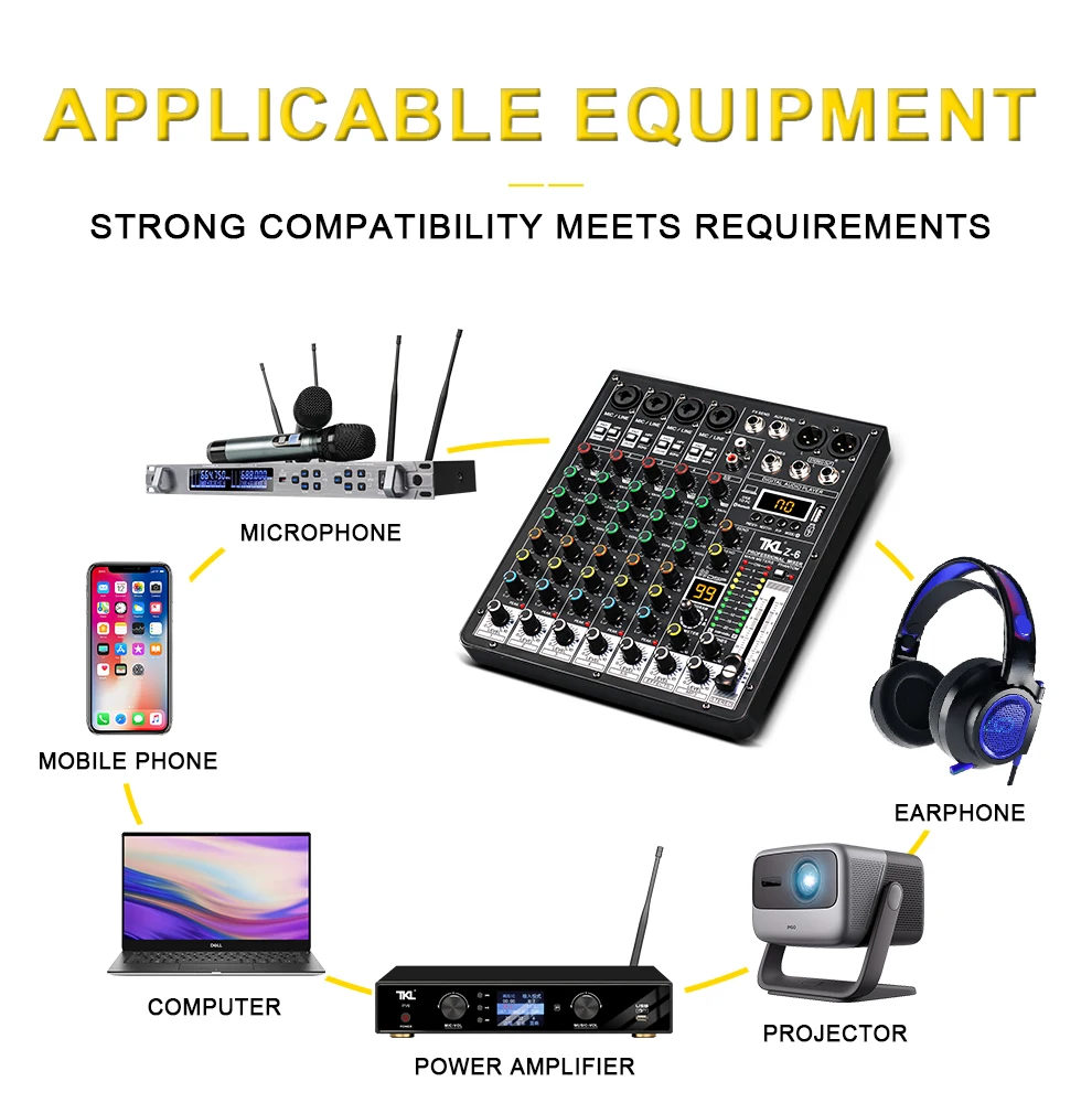 Imagem -06 - Console de Mistura Profissional Canais Equilíbrio 99dsp Bluetooth Interface Usb Palco Festa Familiar Tkl-z6