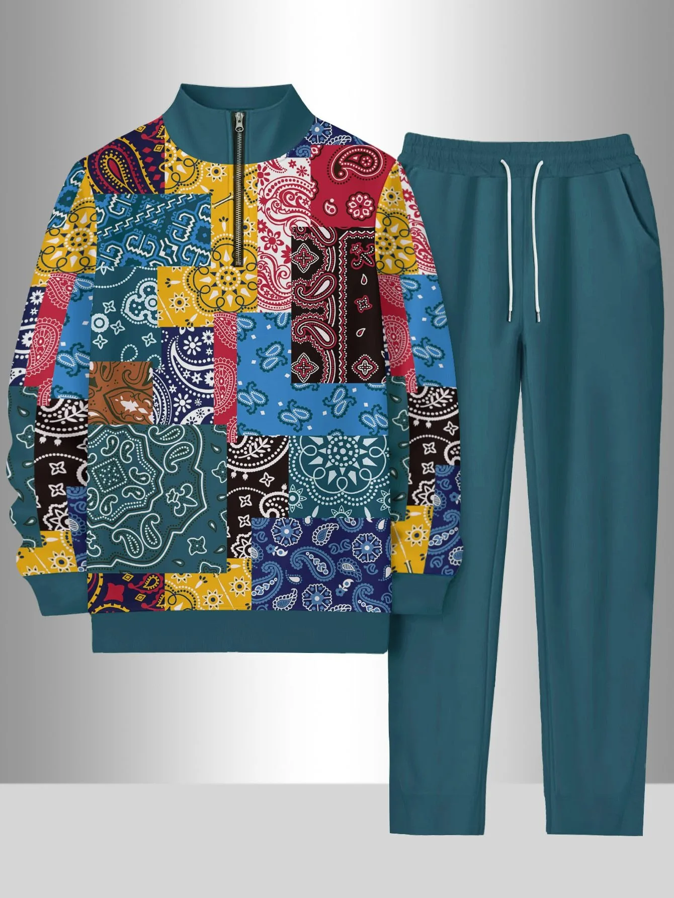 Ensemble 2 pièces, ensemble haut à manches longues et pantalon long de sport à la mode pour hommes européens et américains