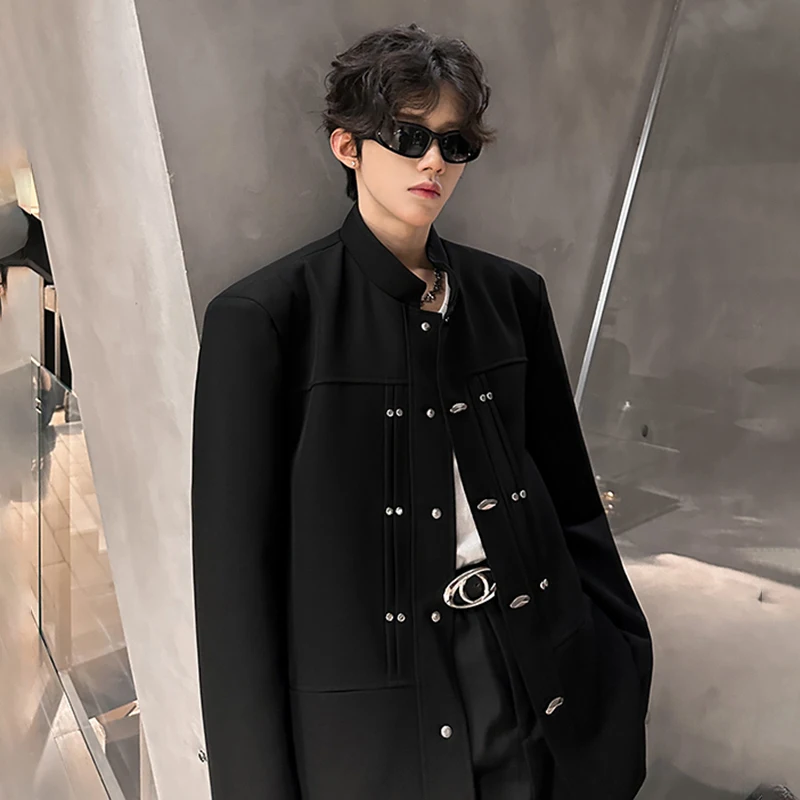 LUZHEN جديد النمط الصيني الوقوف طوق بلون السترة معطف الرجال الموضة المتخصصة تصميم زر معدني أنيق الذكور سترة JY4631 #4