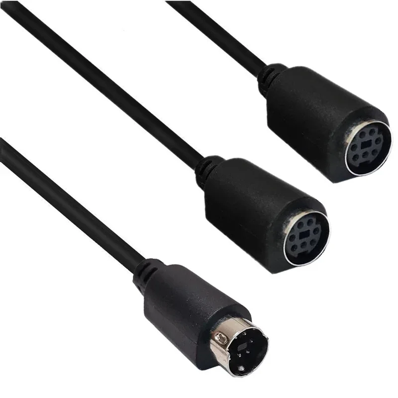 50cm Mini DIN 7-Pin Splitter Y Adapter Cable，S-Video MD 7P 1 male to 2 female Audio/Video Cable, S-video Set-Top Box Cable