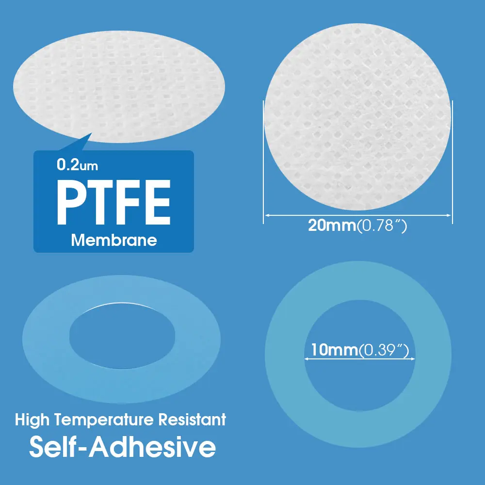 48PCS/Piece ID-20mm 0.2um Filter Synthetic Adhesive Sticker PTFE Waterproof Breathable Membrane Garden Mushroom Cultivation Tool