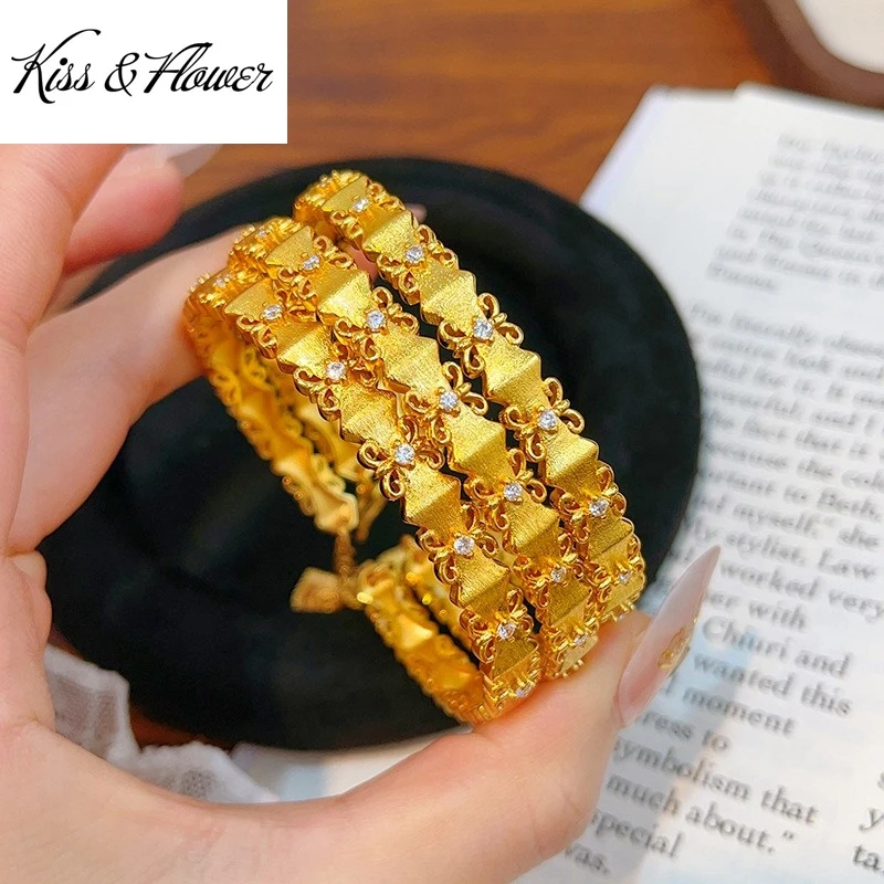 

KISS&FLOWER Gold Luxury Bowtie Bracelets Bangles For Women Wedding Party Birthday Christmas Bride Mother Girl Ladies Gifts BR360