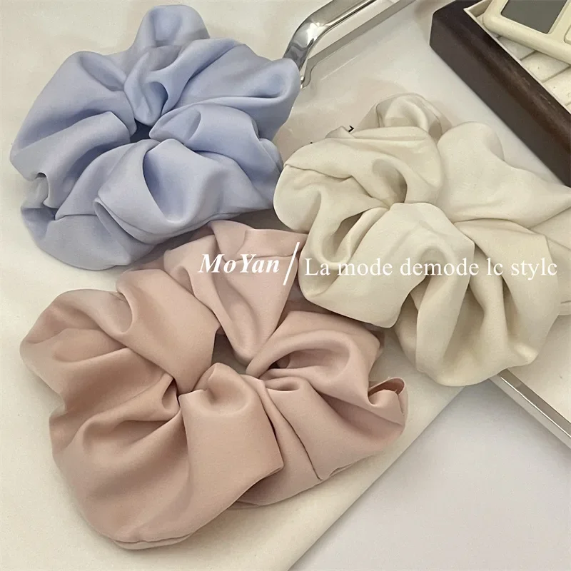 Korean Version Small Fresh Texture Satin Large Scrunchie Sweet 100 Bypass Hair Flower Rope Tie Hair Accessories for Girls