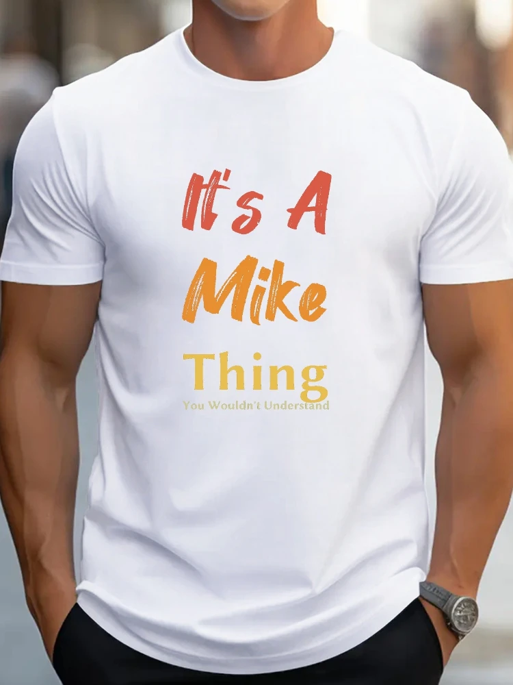 

Casual Tees For Men, Comfort Fit Short Sleeves With "it's A Mike Thing" Print, Fashion T-shirts For Everyday Wear
