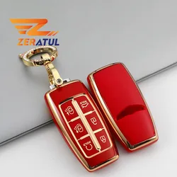 6/8 Buttons TPU Car Key Case Cover For Hyundai Genesis GV70 GV80 GV90 2020 2021 2022 Shell Fob Holder Ring Protector Keychain