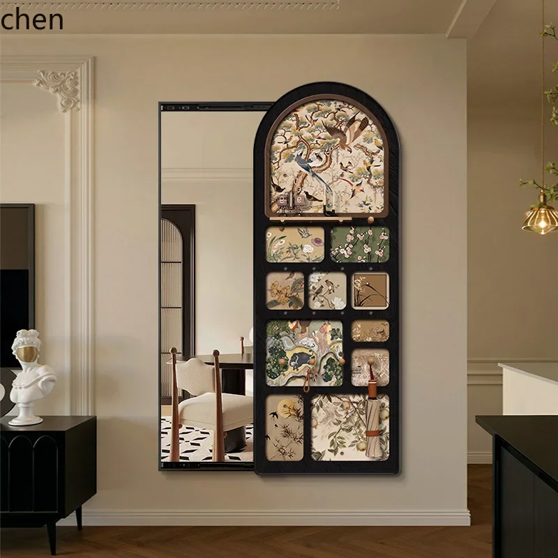 Z30-  hidden push-pull full-length mirror - premium concealed entryway dressing mirror with decorative wall-mounted mirror art
