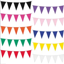 24Feet 20Flags High Quality Full White Garland Pennant Bunting Wedding Decoration Fabric Banners Wedding Party Bridal Decoratio