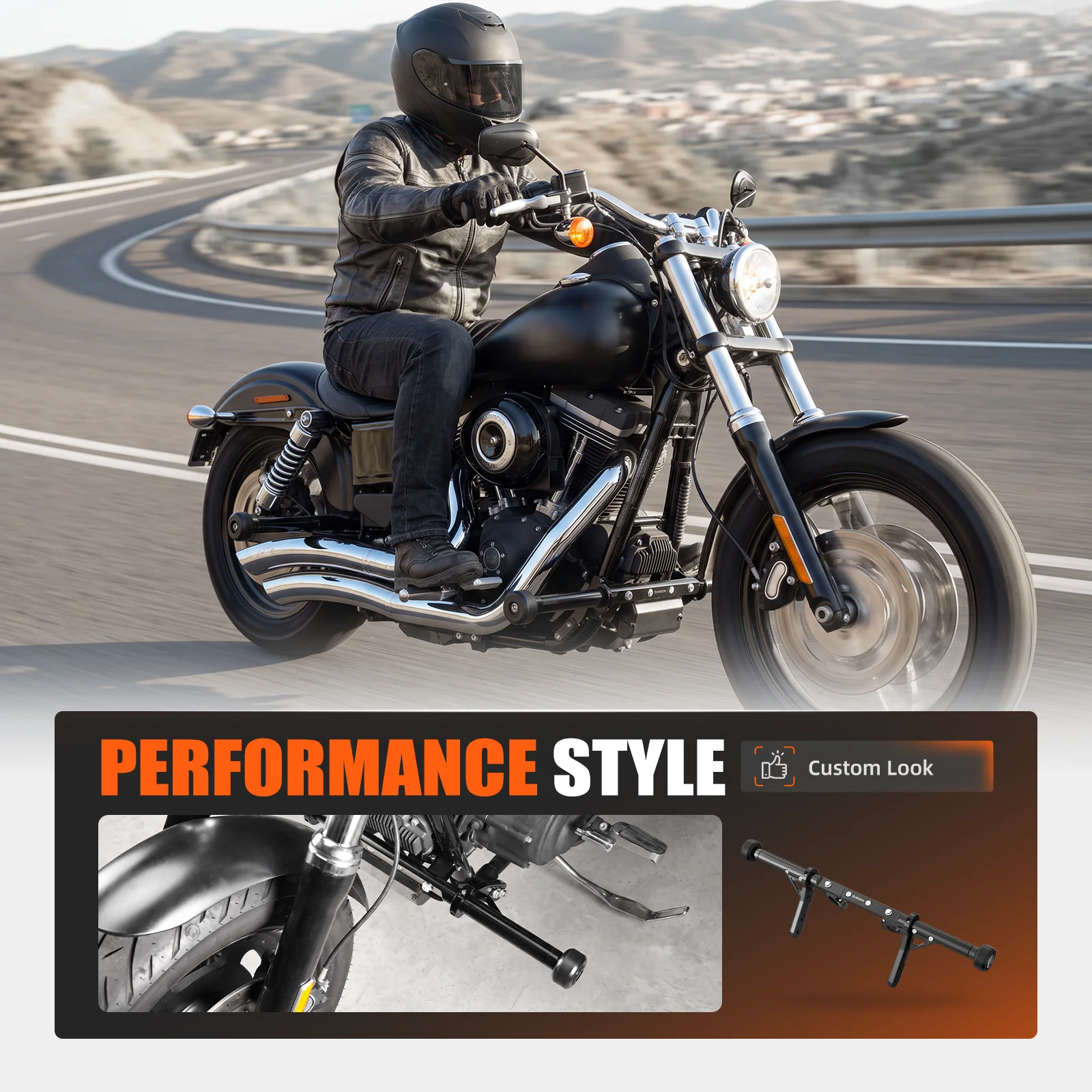 NICECNC Front Engine Guard/Rear Crash Bar for Harley Dyna Street Bob FXDB 2006-2017 Fat Bob FXDF 2008-2017 Low Rider FXDL 06-17