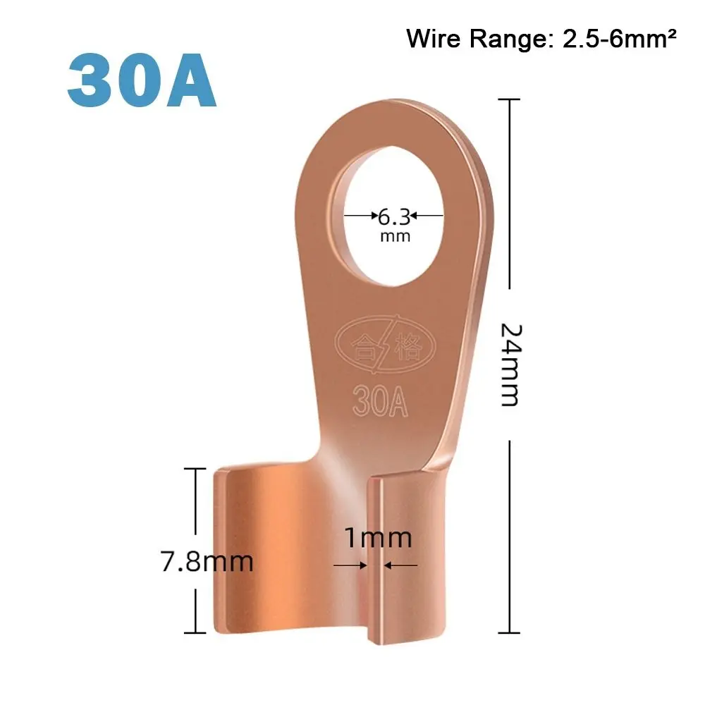 Kit de Conectores de Cabo OT Tipo Olhal com Furo para Parafuso, 10 Peças/Pacote, Terminais de Compressão OT de Cobre 10A-80A para Fios 1.5-16mm²