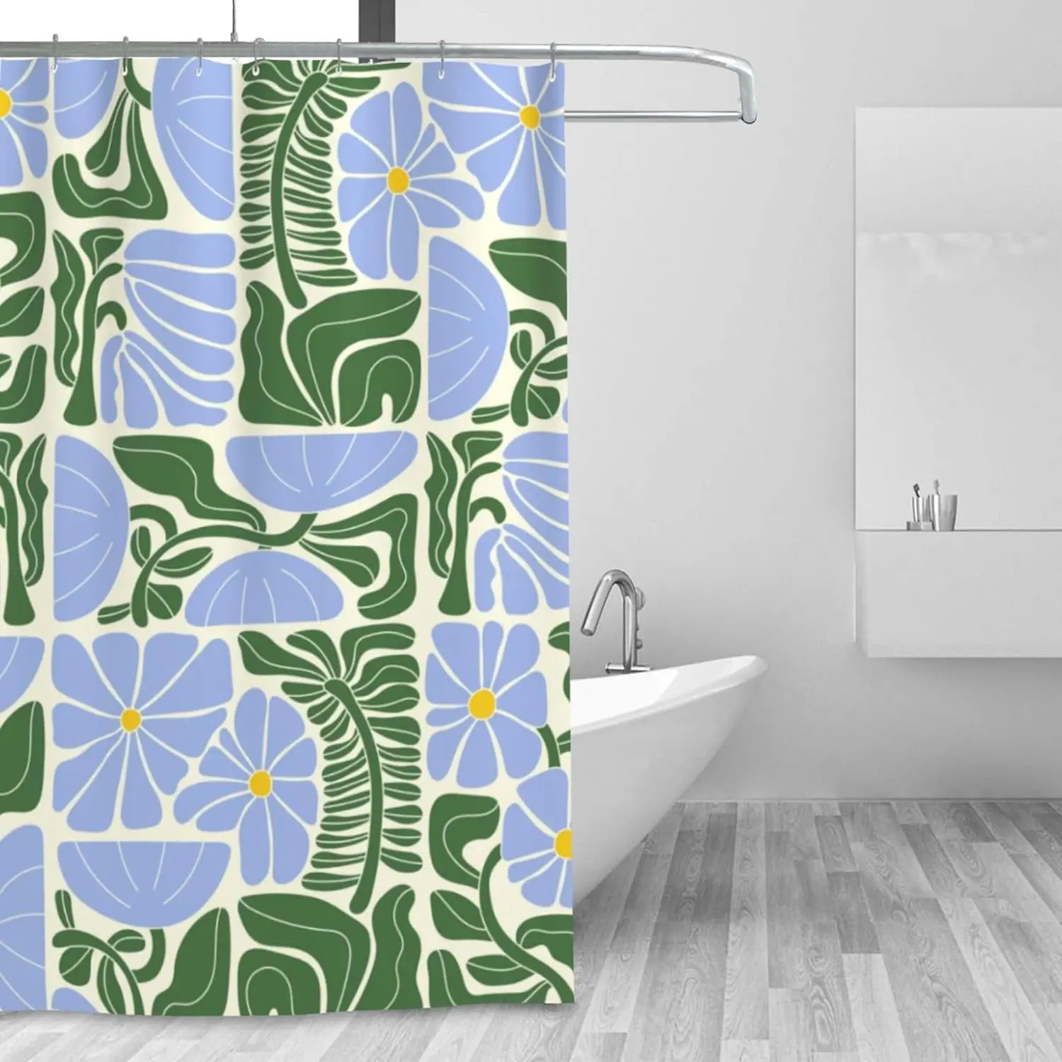 

Абстрактные геометрические занавески для душа в стиле бохо для ванной комнаты, милая синяя и зеленая занавеска для душа с цветочным принтом для ванной комнаты, винтажная занавеска для ванны
