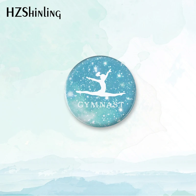 2023 New Love Gymnastics Badge Brooch Rhythmic Gymnastics Button Pin Backpack Decoration Pins Round Jewelry Women Gift