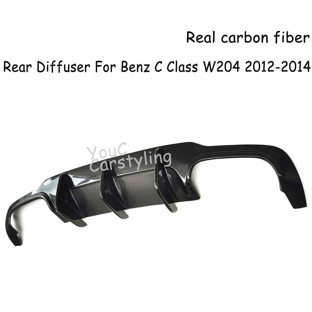 W204 Real Carbon Fiber Car Rear Bumper Diffuser Lip  for Mercedes Benz C204 C63 AMG C300 Sport 2012-2014 Rear Diffuser