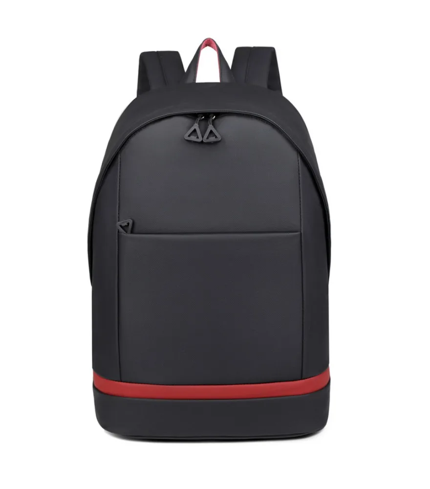 Light gray red bottom trim backpack anti splash triangle zipper pulls for student daily schooling short casual trips