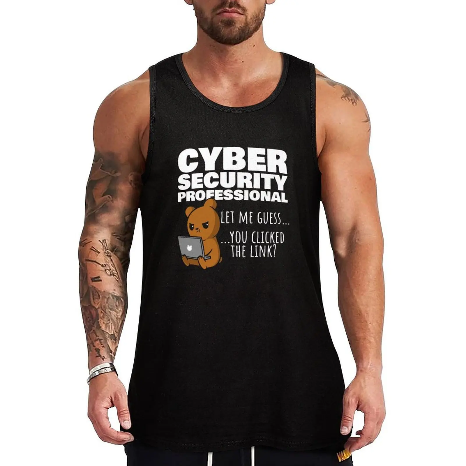 

You Clicked The Link Funny Cybersecurity Infosec Tank Top Men's tops T-shirt Men's gym t shirt gym quick-drying t-shirt