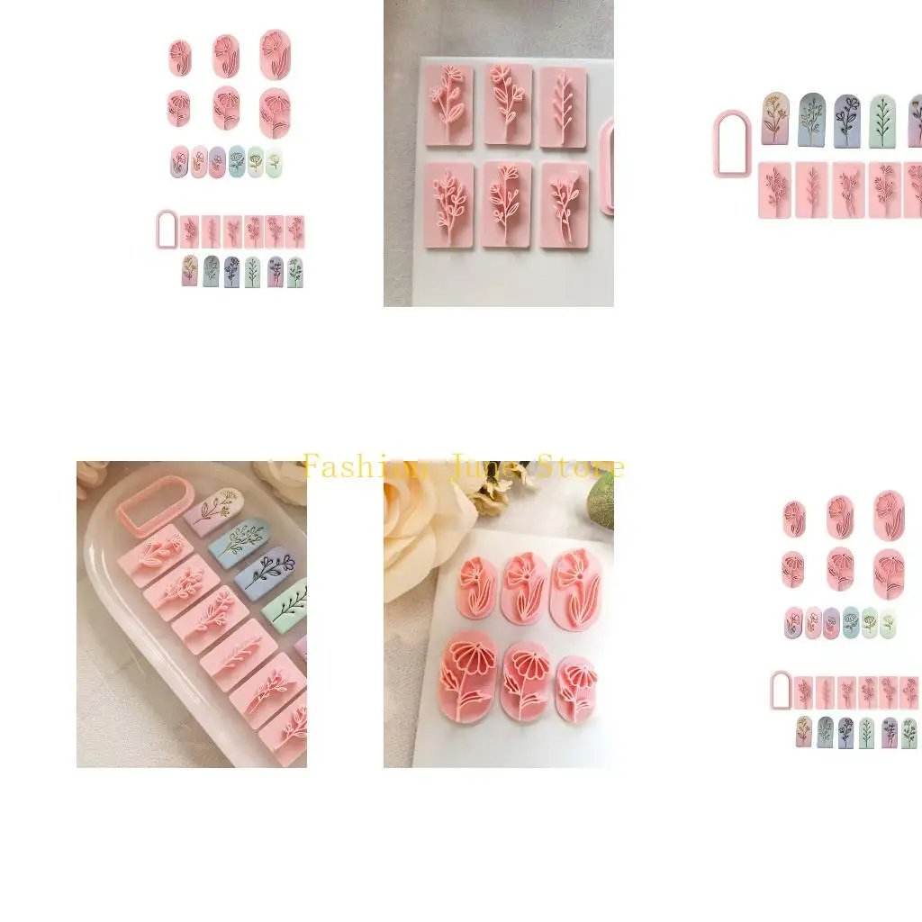 

N5KA Delicate Clay Mold Set with Plastic Construction Earring Moulds for Jewelry