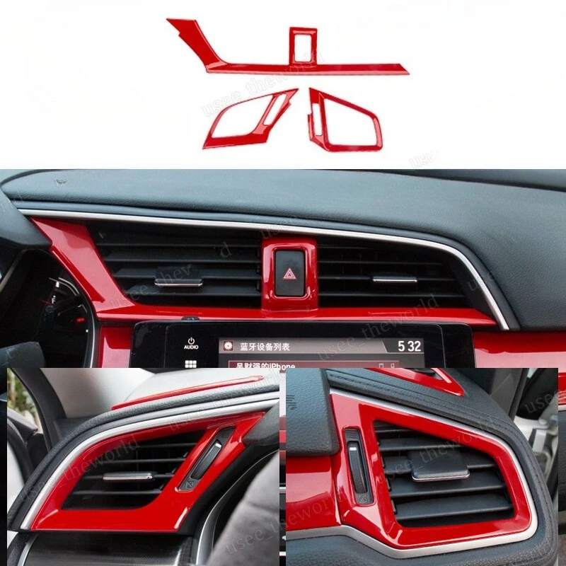 Accesorios interiores rojos para Honda Civic 10. a generación 2016 2017 2018 2019 2020 2021, tira de manijas de puerta, 