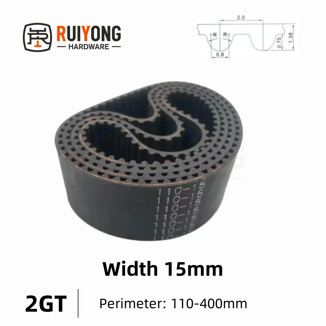 GT2 2GT Timing Belt Pitch 2mm Width 15mm Closed Rubber Drive Belts Perimeter 110-400mm 3D printed parts