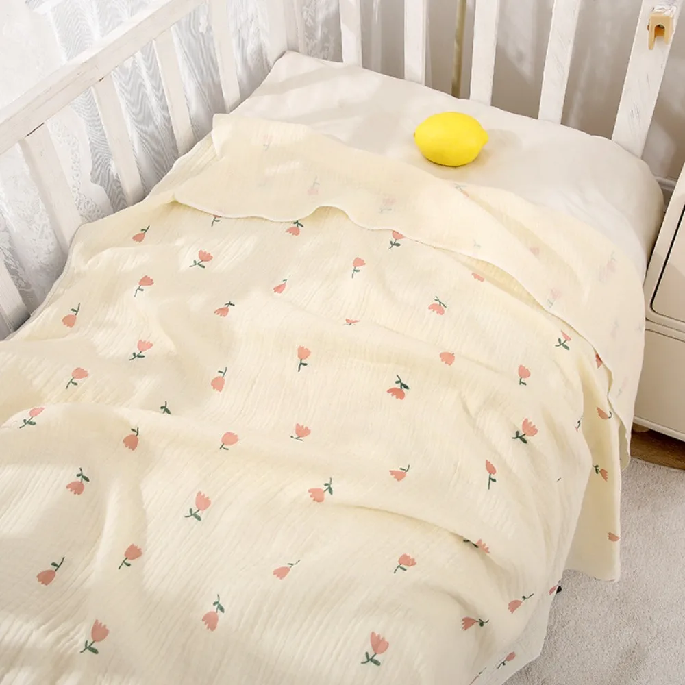 Printed Air Filter Cotton Infant Strappy Blanket Soft Breathable Baby Swaddle Blanket Cartoon Warm Newborn Blanket Wraps Outdoor
