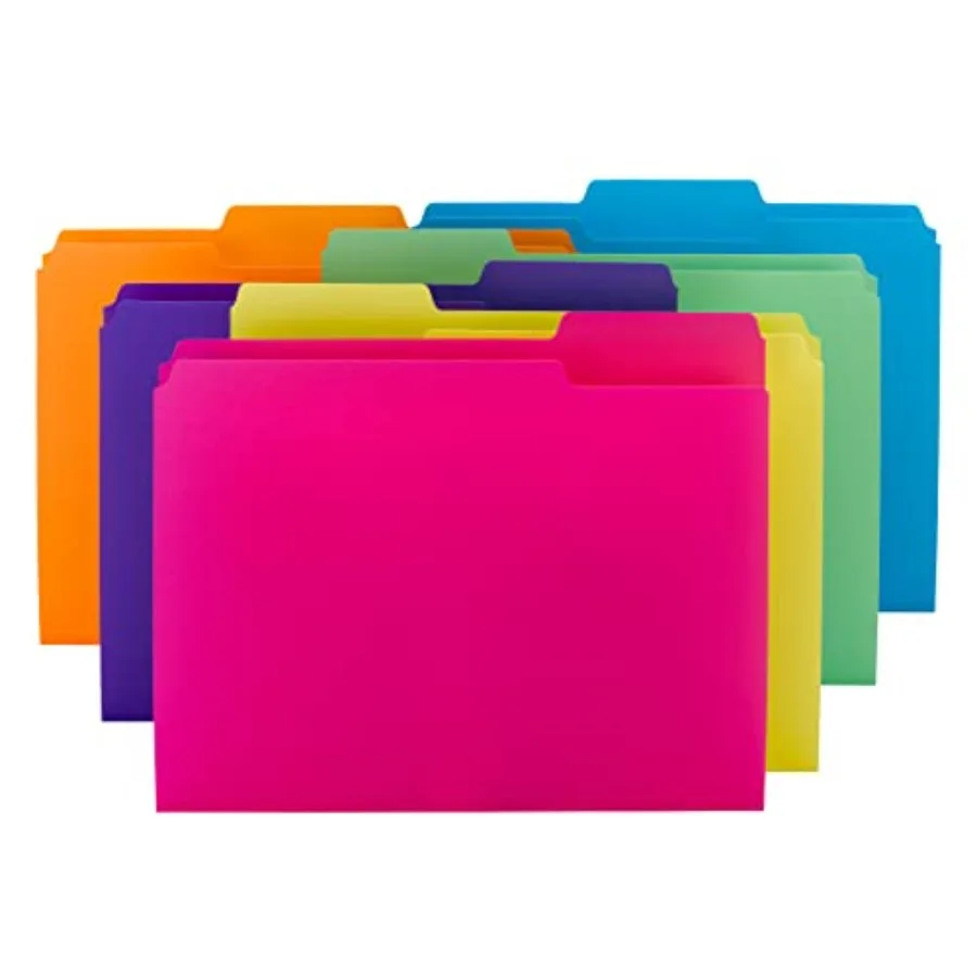 

Poly File Folder, 1/3-Cut Tab Letter Size, Assorted Bright Colors, per Pack 10506
