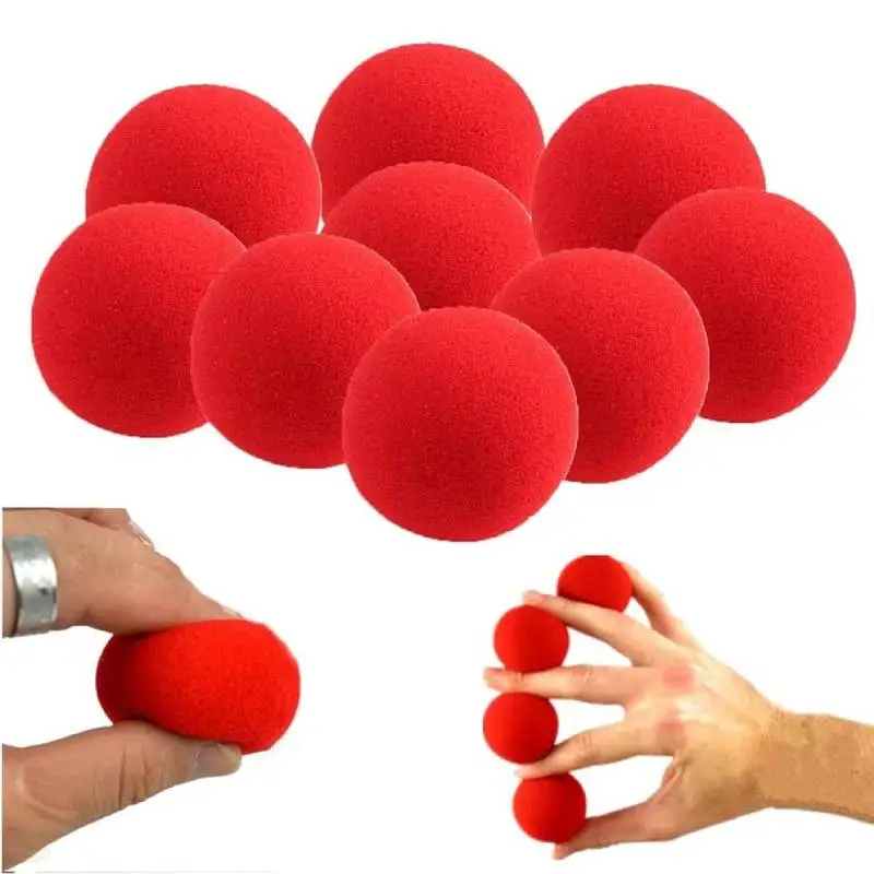 10pcs Magic Sponge Ball Red Magic Props Comedy Tricks Finger Sponge Play Ball Gift for Kid Halloween Party Masquerade