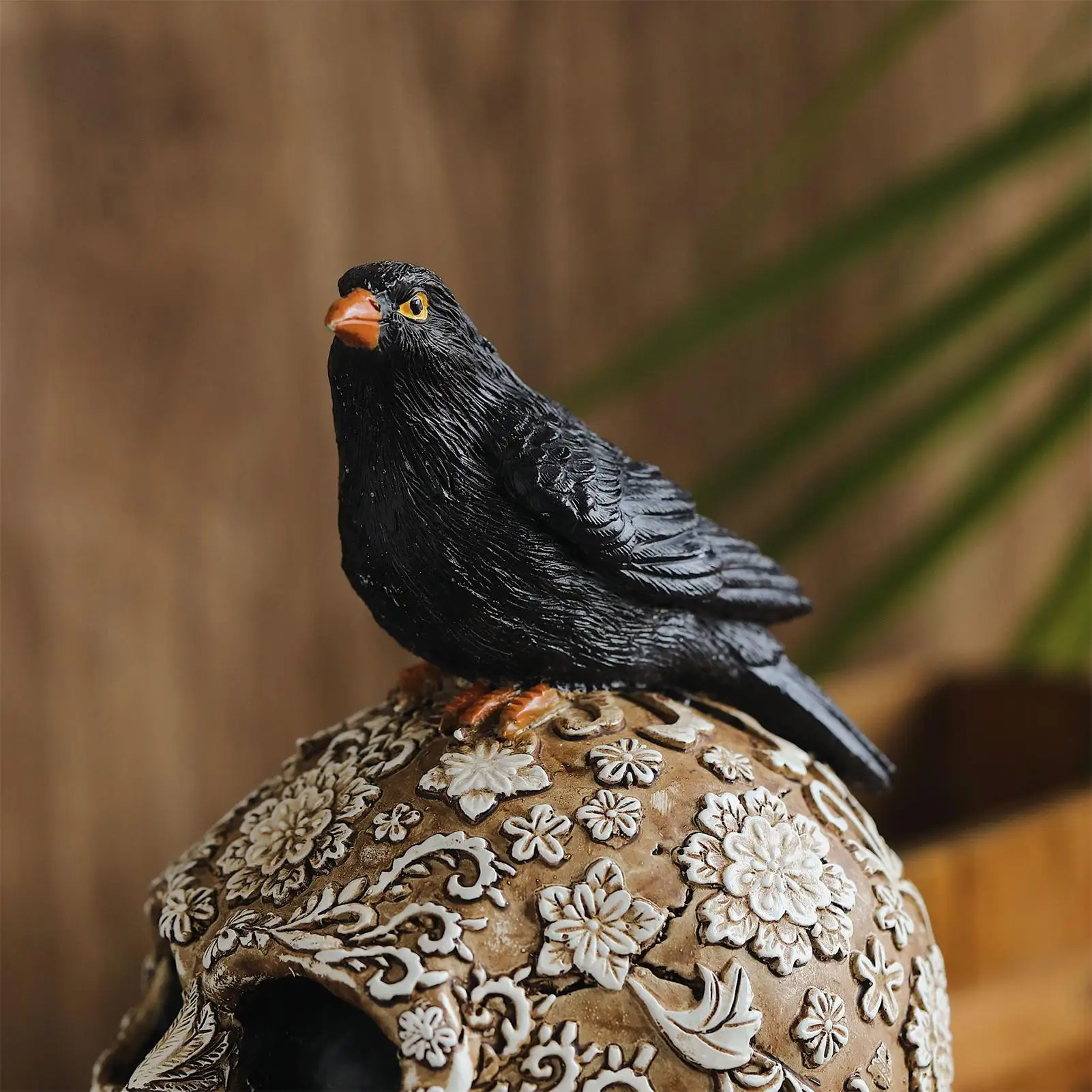 Halloween Raven On Skeleton Figurine Resin Room Decor Terror Desktop Ornament Realistic Collectible Prop Decoration Display For