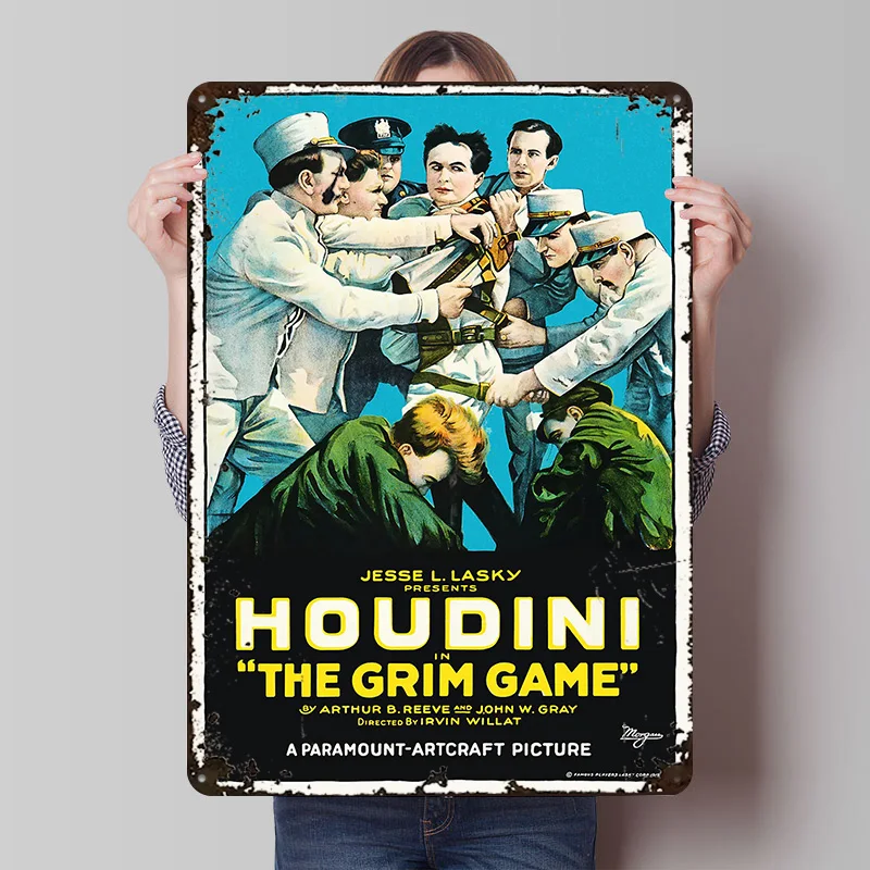 Houdini: The Grim Game Poster, personalisierte Vintage-Metallschilder, Wandkunst, Retro-Blechschild für Heimdekoration, Wohnzimmer, individuelle Plakette