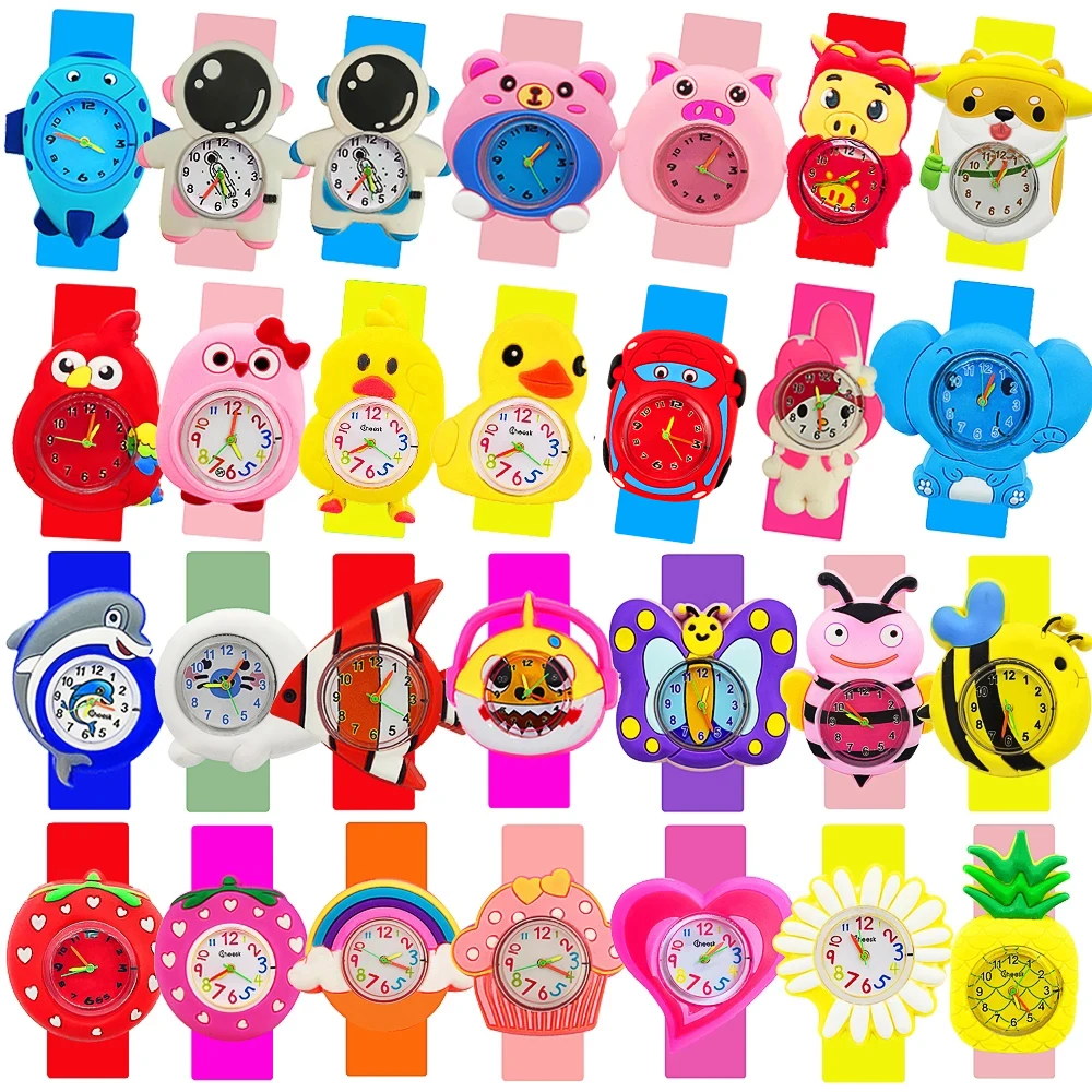 3D Cartoon Kids Watch Clock Astronaut,poultry,fruit Flowers Children Quartz Watch Rainbow Love Birthday Cake Gift Baby Toy Watch