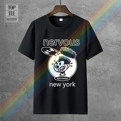 Nervous Records.Underground House Dance Music Hiphop Men T Shirt Print Cotton Short Sleeve T-Shirt Simple Style