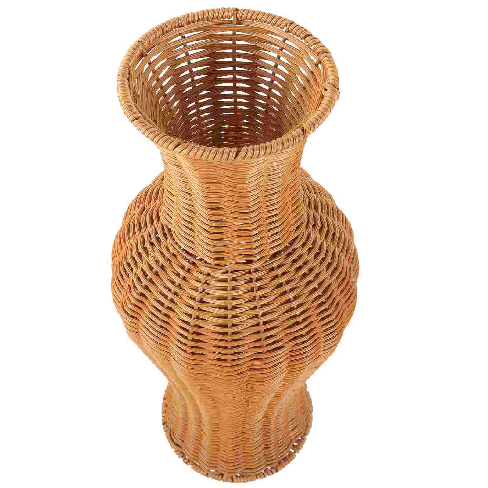 

Rattan Vase Flower Insert Craft Plants Decor Tulip Woven Floor Dried Holder Plastic Decorative Bride Basket