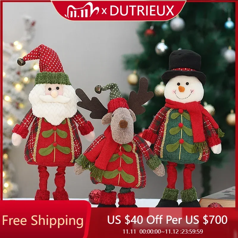 

Christmas Fabric Doll Standing Cute Stretching Santa Claus Snowman Hotel Shopping Mall Window Decoration Figurine Ornament