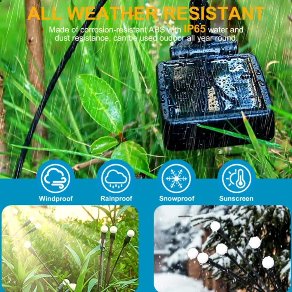 أضواء في الهواء الطلق مصباح الحديقة الشمسية مصباح الحديقة LED يحركها الرياح اليراع الأرض التوصيل مصباح لحديقة الحديقة المناظر الطبيعية عطلة الخفيفة