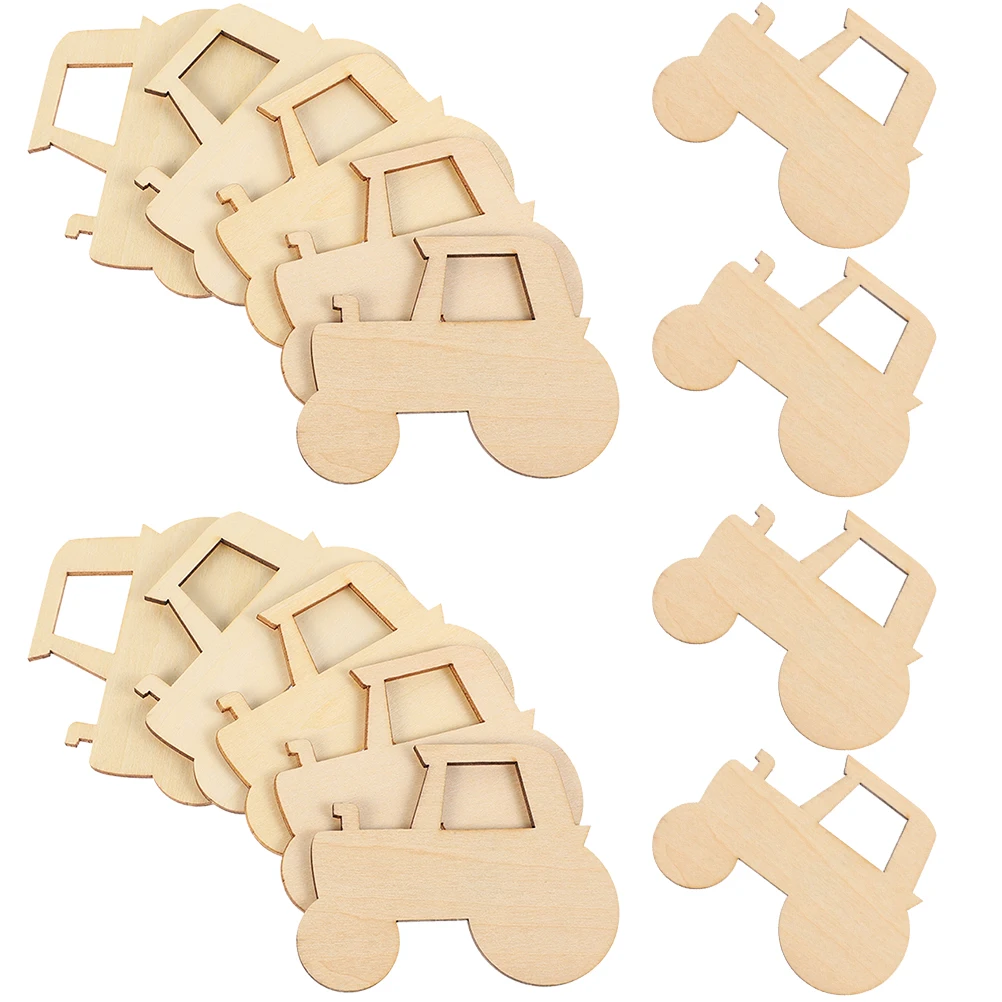 

40 Pcs Unfinished Wood Cutouts Tractor DIY Crafts Unfinished Wood Cutouts Small Blocks Kids Decor Paint Art Sewing Accessories