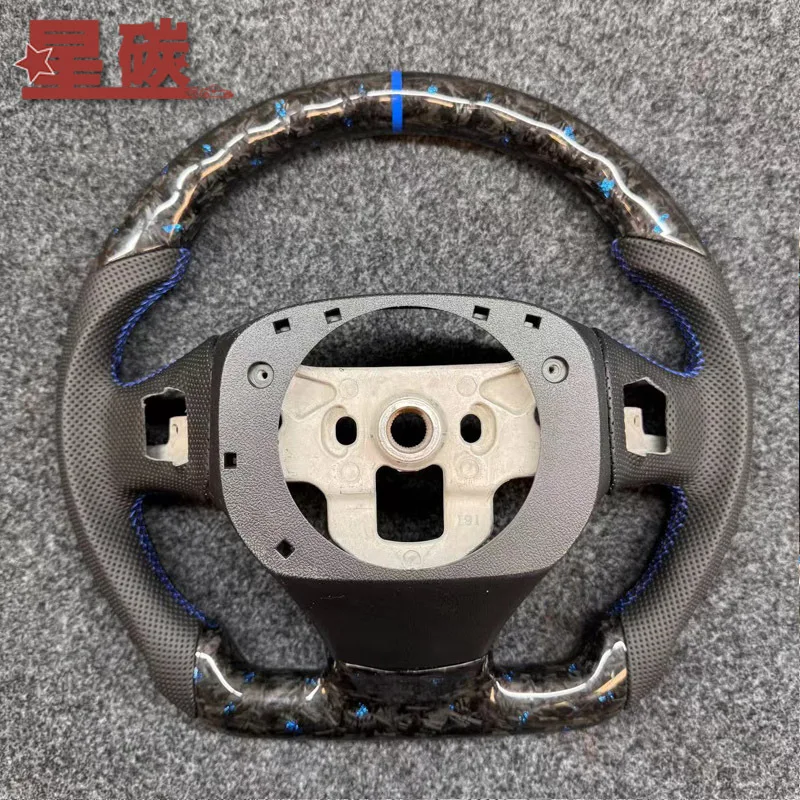 For Corvette C6 Forged Carbon Fiber Steering Wheel Modification (Blue Foil Style)