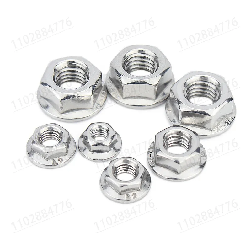 Tuercas con brida hexagonales dentadas DIN6923 M3 ~ M12 304 Acero inoxidable o al carbono Tuerca de bloqueo automático roscado de acero