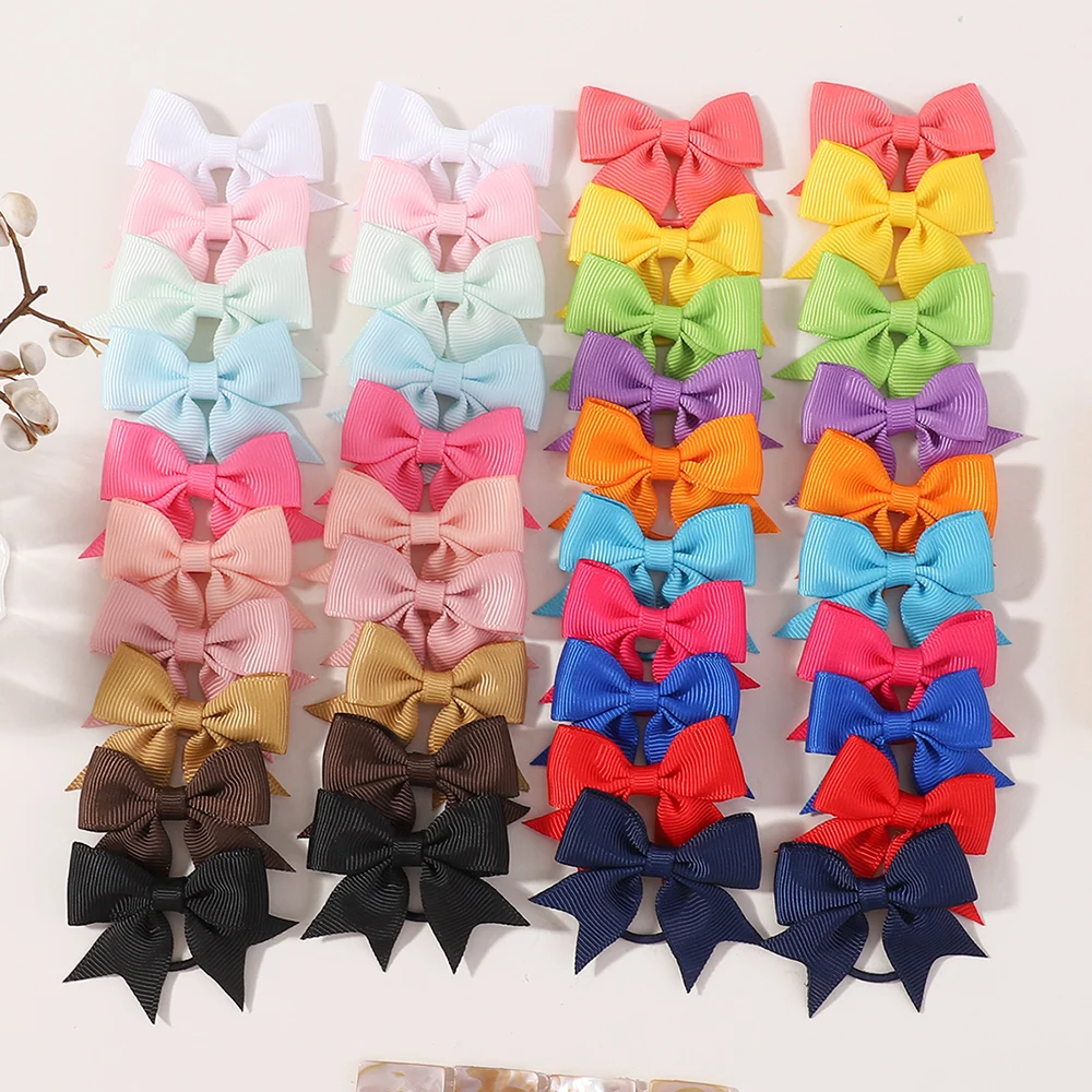 

Bulk Pack 20/30/40 Mini Bowknot Hair Ties for Baby Girls Cute Grosgrain Ribbon Handmade Bows Hair Rubber Bands for Pigtail