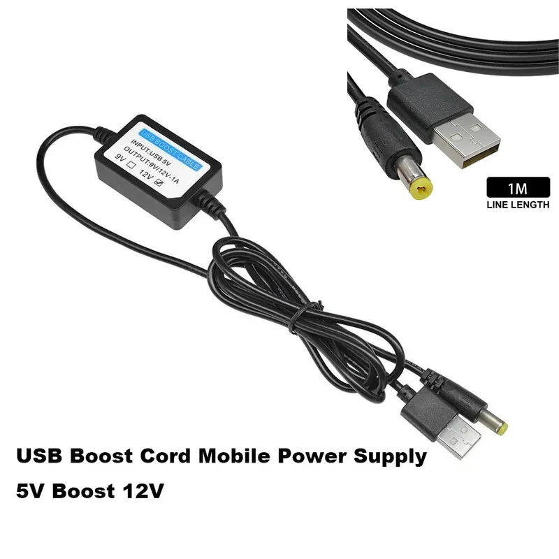 Câble adaptateur USB Power Boost Line, DC 5V à DC 12V, Step Up Tech Converter, 2.1x5.5mm, Plug for Power Supply, Charger, Converter