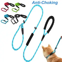 Slip Lead Dog Leash 6FT,Anti-Choking with Two Traffic Padded Handles Reflective Threads Strong Heavy Duty Dog Train Leash Rope