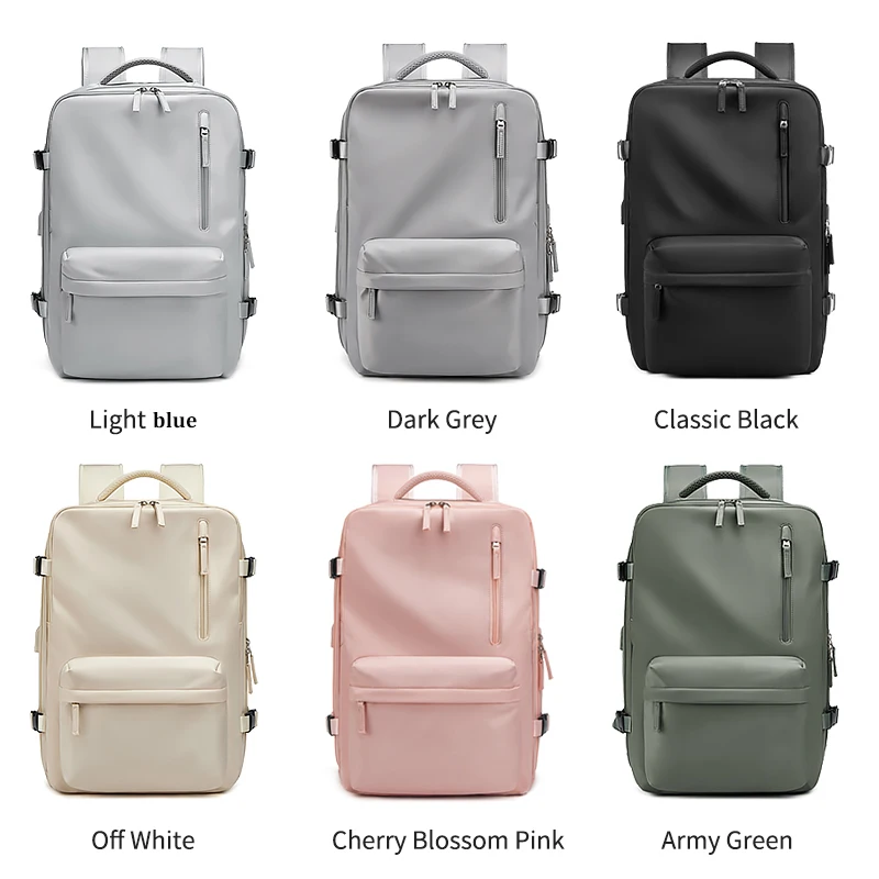 Women Travel Backpack 16 Inch Girl Expanded 39L USB Charging Business Laptop Backpack with Shoe Bag Waterproof Hiking Backpack