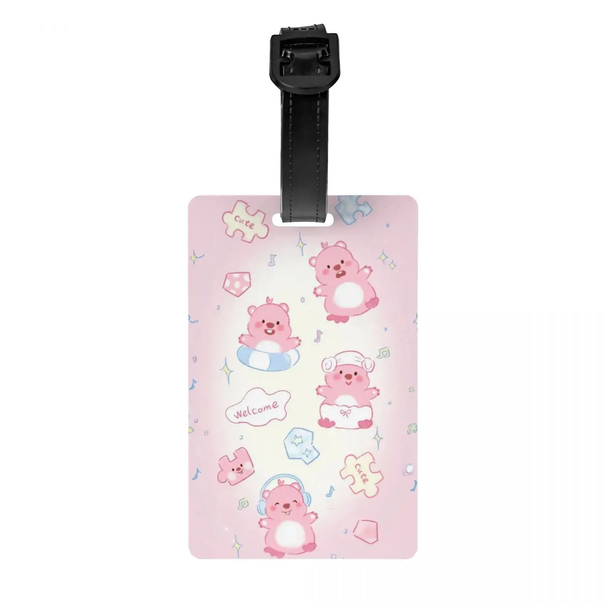 Kawaii Loopy Cartoon Beaver Luggage Tag Plastic Cute Holder Baggage Luggage Bag Case Tags ID Address Aircraft Luggage Tag Gift