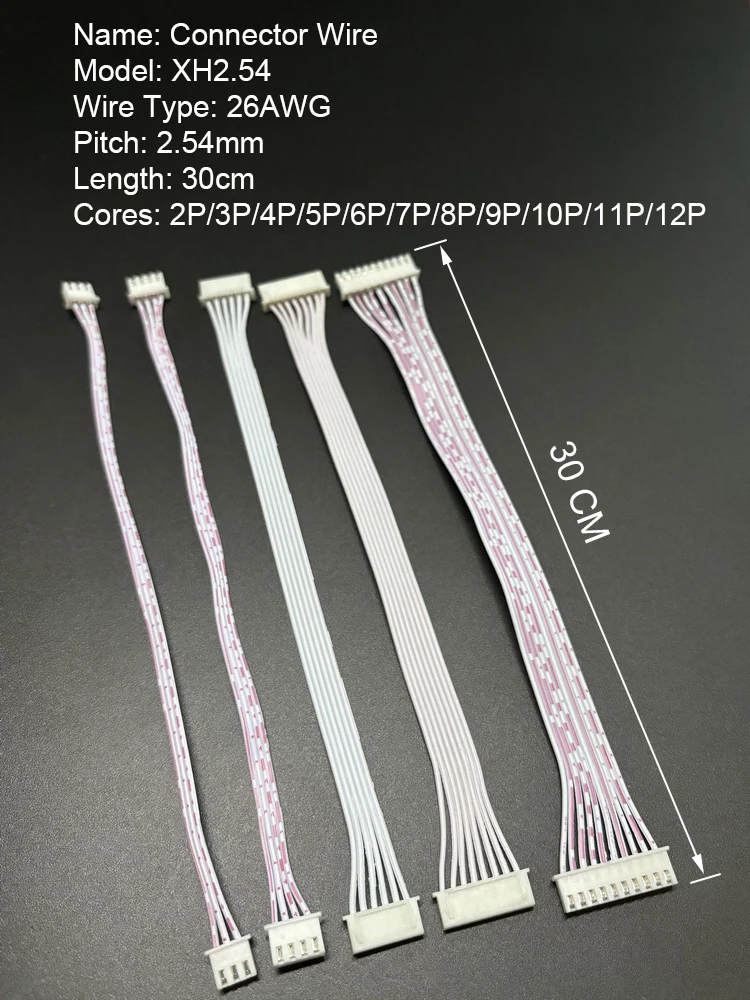 30cm PH2.0 XH2.54 Dual-Headed Electronic Ribbon Cable Same Direction Plug Connector Extension Line for Electronics