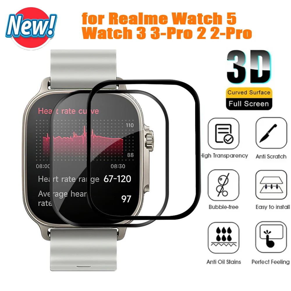 Protection Film for Realme Watch 5 3 3Pro 2 2Pro Screen Protector Full Coverage 99% HD Anti-scratch Bubble-Free Accessories